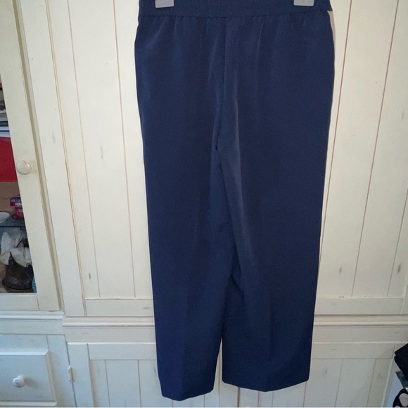 NWOT Nine West Sz S Navy Striped Pants Split Hem Casual Travel Work Vacation - Picture 3 of 9